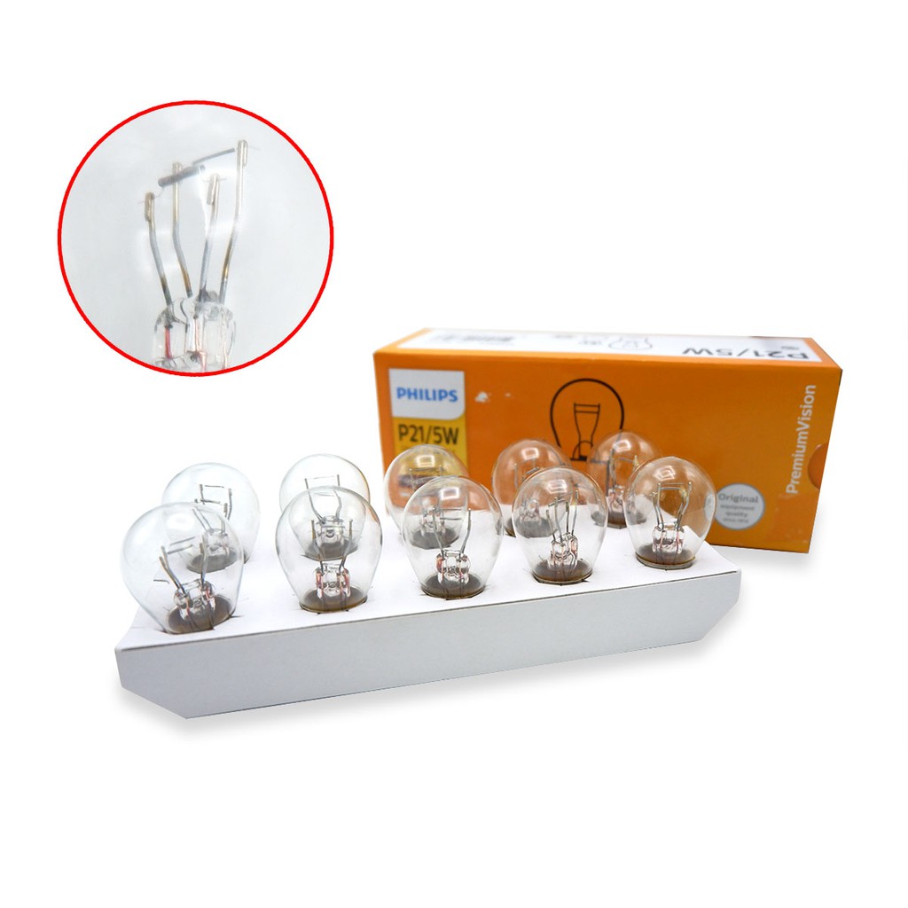 หลอดไฟ ตูดกลม 2ปุ่ม 10 ขิ้น 12V 21/5W BAY15d Philips P21/5W สีส้ม 10 ชิ้น สำหรับ Universal ทุกรุ่น ท