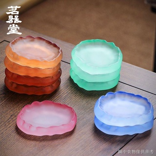 [Glacier Glass Coaster] [ฉนวนกันความร้อน กันลวก] Mingjitang ที่วางแก้วน้ําชา พิธีชงชา สีชมพู จานรองแก้วชา ขนาดเล็ก ที่วางหม้อ ขนาดเล็ก ที่วางชากังฟู อุปกรณ์เสริม