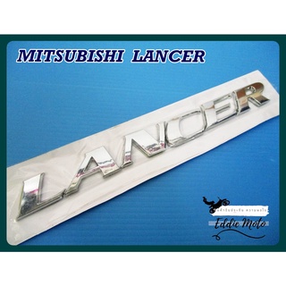 MITSUBISHI LOGO LANCER PLATE "CHROME" STICKER size (18x2 cm.) // โลโก้ แผ่นข้อความ LANCER สีโครม สติ๊กเกอร์ พร้อมกาวติด