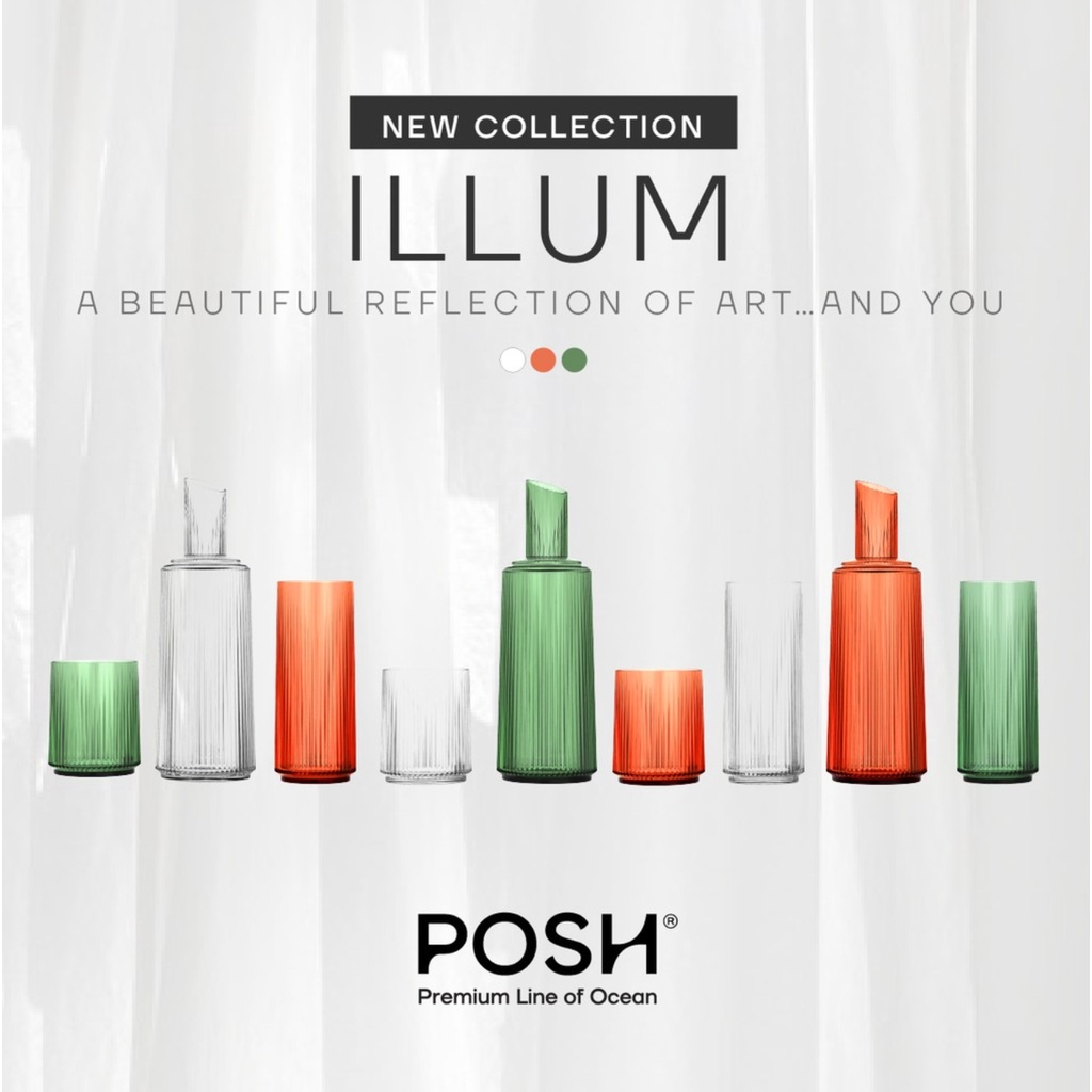 -1 ออเดอร์/ 1 อย่าง- Posh Illum แก้วร็อก/ทรงสูง/เหยือก - โปรดเลือกแบบ/สี ชุดแก้วร็อกกับเหยือก/ชุดเหยือกกับแปรง