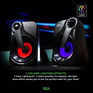 ลำโพงเกมมิ่ง EGA TYPE S1 Mini Stereo Speaker LED ใช้งานง่าย ประกันสินค้า 2 ปี