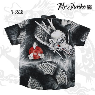 ⚡ ส่งฟรี⚡เชิ้ตแขนสั้น งานต่อลาย mr-Junko ผ้าซาติน นิ่มใส่สบายไม่ร้อน N-3518