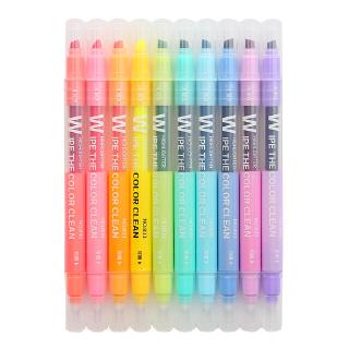 10 pcs/lot Erasable Highlighters Double head brush pens set Watercolor School office supplies Stationery