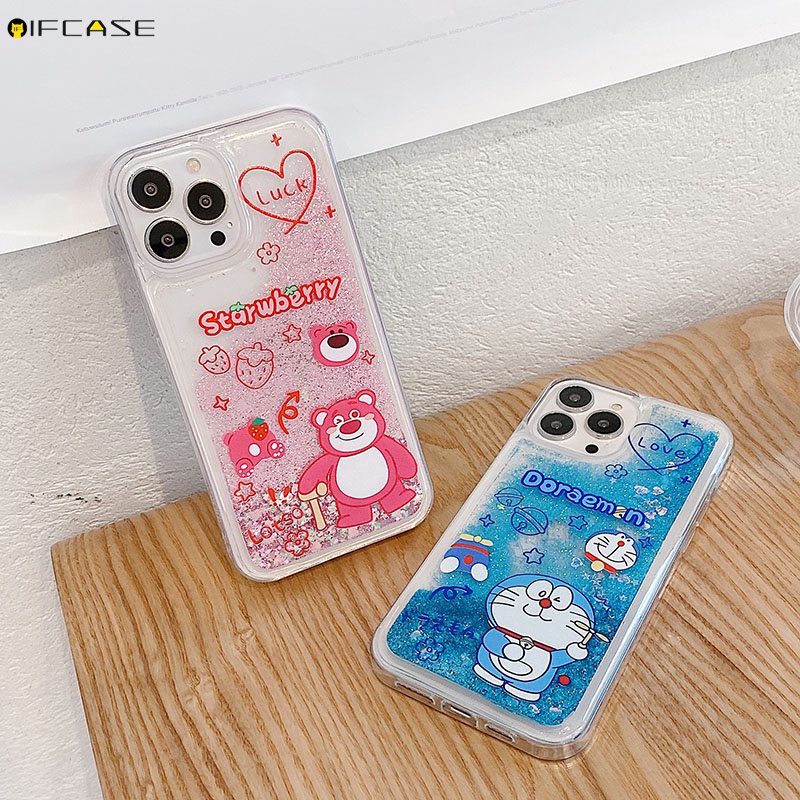 Samsung Galaxy A9 A8 A8 + A6 A6 + Plus A7 2018 A3 2017 2016 เคสโทรศัพท ์ Quicksand Liquid Doraemon Lotso Bear Cat Glitter Bling น ่ ารักการ ์ ตูน Clear Soft Casing Case Cover