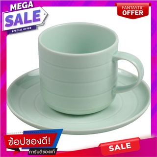 ชุดถ้วยกาแฟ FINE PORCELAIN 250ml KECH BEAT เขียว แก้วน้ำ FINE PORCELAIN COFFEE SET 250ml KECH BEAT GREEN