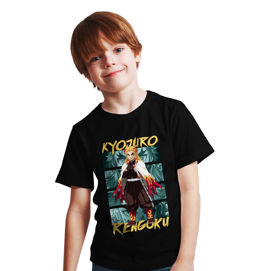 ใหม่ล่าสุด KYOJURO RENGOKU DEMON SLAYER ANIME KIDS T-SHIRT