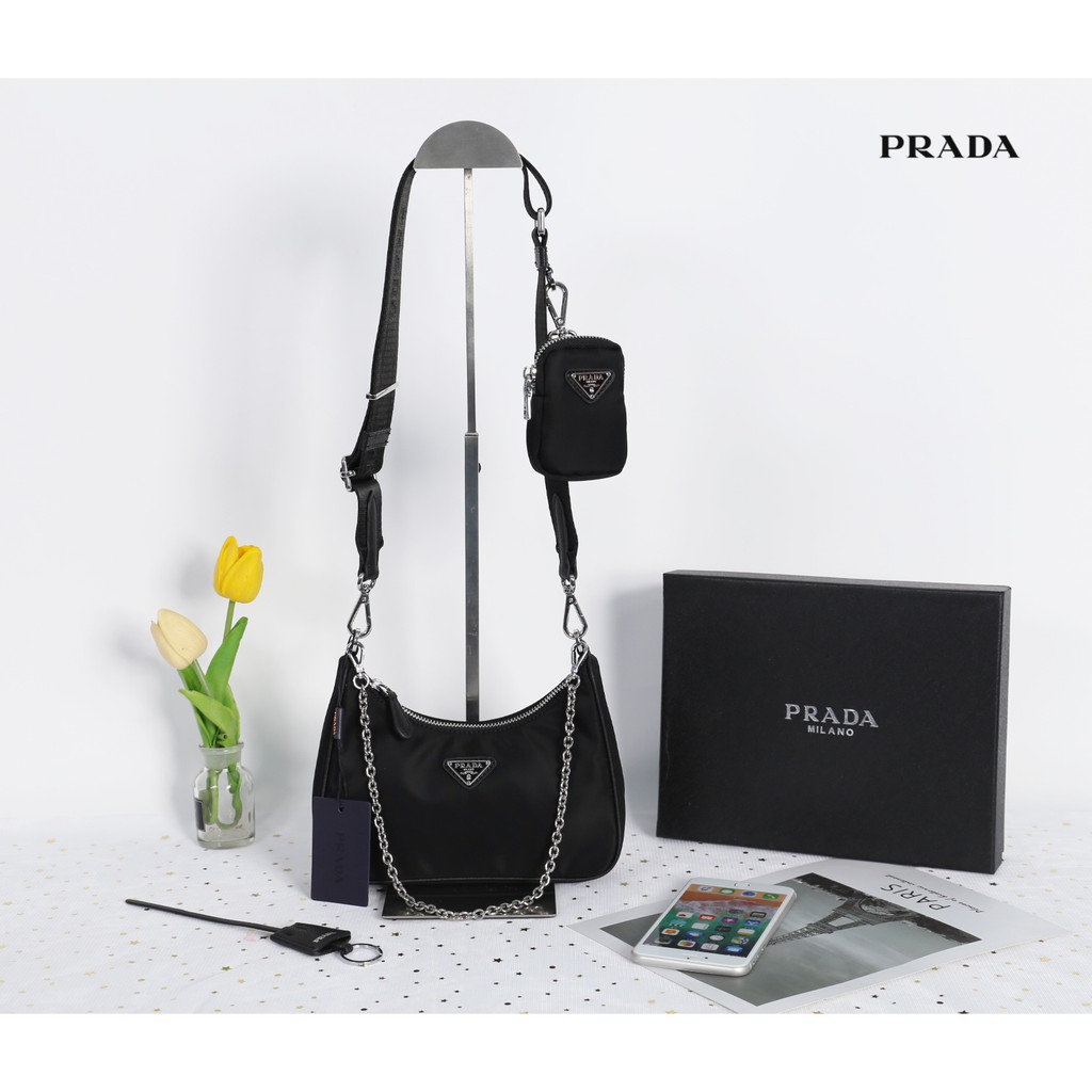 Prada nylon hobo crossbody bag