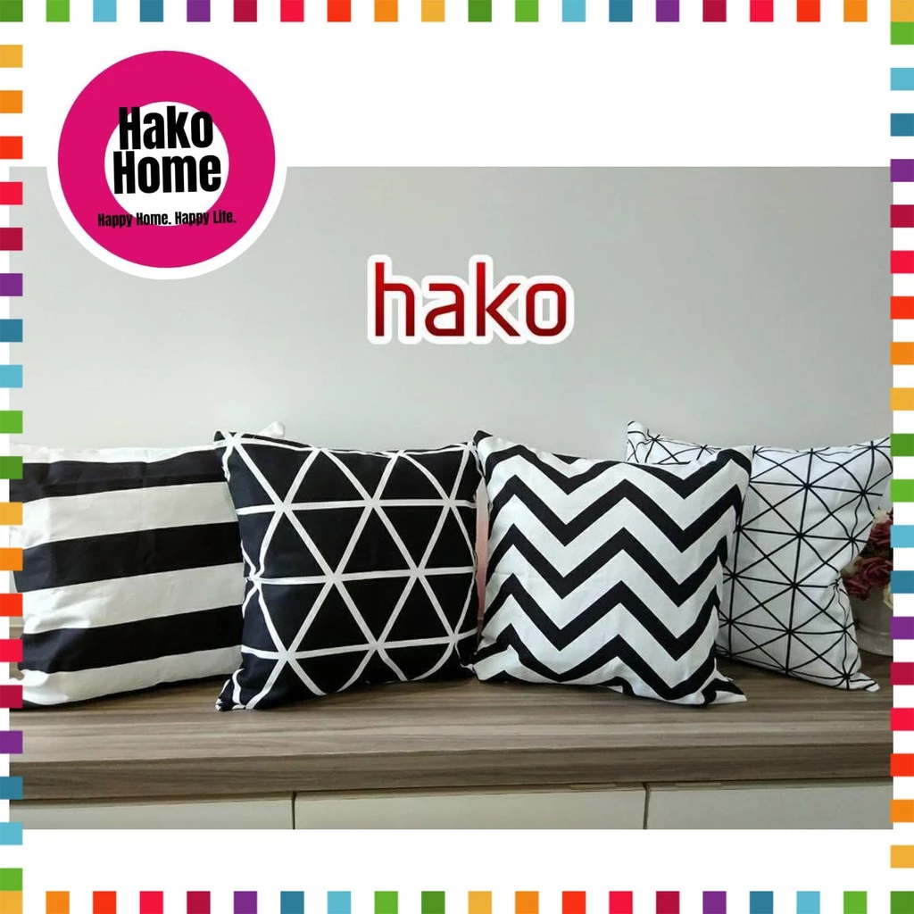 สีดําสีขาวสีโยนหมอนSarung Bantalโซฟาสแควร์หมอนBolster Caseเบาะหมอน thumbnail 3