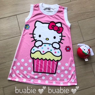 ชุดละ 99 บาท เดรสเด็กหญิง ลายแมวน้อย คิตตี้ Hello Kitty คัพเค้ก Size L รอบอก 24 นิ้ว