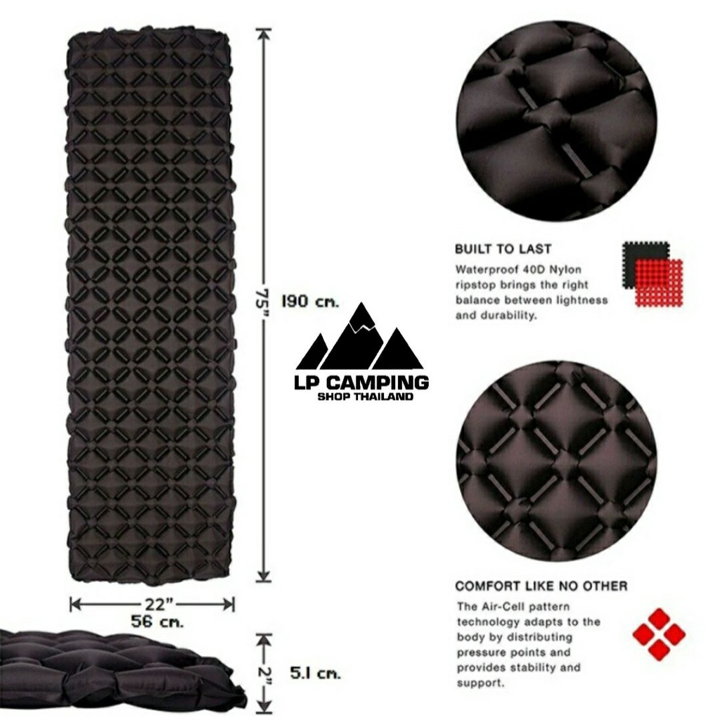 Scottus camping แผ่นรองนอน เป่าลม พับเก็บได้ พกพาสะดวก น้ำหนักเบา 40D Nylon Ripstop TPU ผ้าหนา ของแท้ - รูปที่ 2