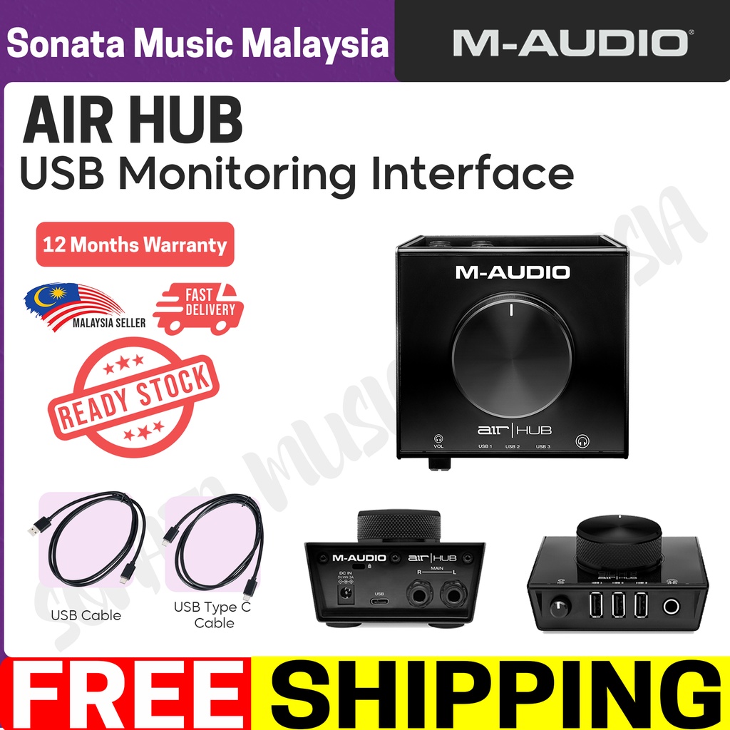 M-AUDIO AIR HUB USB AUDIO INTERFACE WITH BULLT IN HUB (PRO TOOLS)/ AIRHUB /