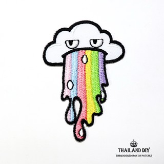 [ ตัวรีดติดเสื้อ ตัวรีดน่ารัก สายรุ้ง สีพาสเทล การ์ตูน ตลก ] Funny Rainbow Patch งานปัก DIY ตัวรีด อาร์ม ติดเสื้อ กางเกง