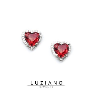 เงินแท้ไม่แพ้! ต่างหูรุ่น Ruby Heart ❤️ - Luziano Jewelry ต่างหูเงินแท้ 925 เพชร CZ เพชรสั่งเคราะห์ premium ไม่ลอก ไม่ดำ