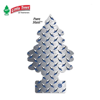 Little Trees แผ่นน้ำหอมปรับอากาศ ลิตเติ้ลทรี กลิ่น Pure Steel กลิ่นหอมสดชื่นแบบน้ำหอมผู้ชาย (ของแท้)