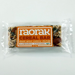 RAORAK Cereal Bar เรารัก ซีเรียลบาร์ เมล็ดอัลมอนด์ ผลแอปปริคอต ผลแครนเบอร์รี่ เมล็ดเจีย เม็ดเก๋ากี่