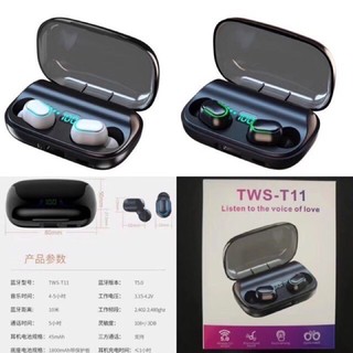 Wireless bluetooth 5.0 headset TWS headset T11 stereo call headset Battery display TWSหูฟังสเตอริโอ T11