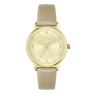 LACOSTE Club รุ่น LC2001167 นาฬิกาข้อมือผู้หญิง สายหนัง สีเบจ หน้าปัด 34 มม.