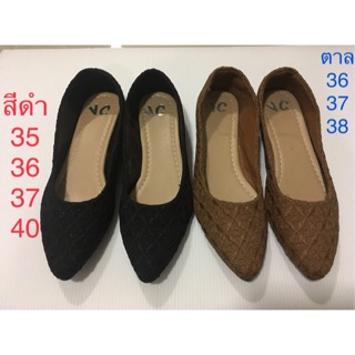 รองเท้าส้นแบน หัวแหลม ใส่นิ่ม รองเท้าสุขภาพ (001-526)