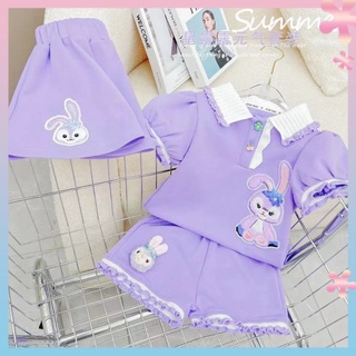 Womens star POLO short-sleeved summer new set Korean style trendy trendy two-piece set for baby girls