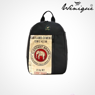 Backpack กระเป๋าเป้สะพายหลัง ลายช้างแดง พื้นดำ ขนาด 46*35*18 ซม. (D012)