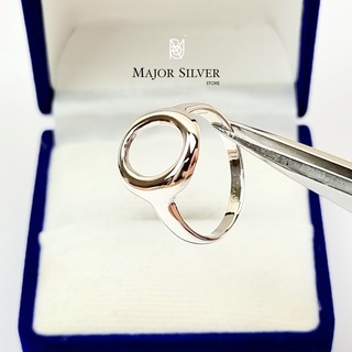 🎁 Oval head ring : แหวนหัววงรี  / แหวนเงินแท้ 92.5%  แหวนแฟชั่น เกลี้ยงๆ แหวนเงินแท้ 100 Major silver  :  E-V-OV-15