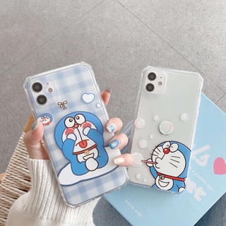 น่ารัก การ์ตูน โดเรม่อน เป่าฟองสบู่ เคส Samsung Galaxy S22 Ultra S22Plus A03 S10 S10Plus S10Lite S20 S20Plus S20Ultra S20FE Note10 Pro Note20 Ultra Note10Lite A22 A21S A02 A02S A32 A42 A52 A72 ใหม่ ขอบตรง ด้านข้าง ลวดลาย เอียง กันตก นุ่ม คู่รัก เคส