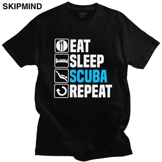 tshirtเสื้อยืดคอกลมฤดูร้อนเสื้อยืดลําลอง แขนสั้น คอกลม ลาย Eating Sleep Scuba Diverator สําหรับผู้ชายSto4XL