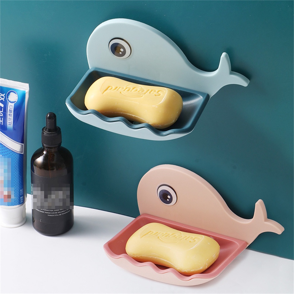 Jujiajia กล่องสบู่ รูปปลาวาฬ ขนาดเล็ก ติดผนัง ไม่ต้องเจาะรู สําหรับห้องน้ํา - รูปที่ 7