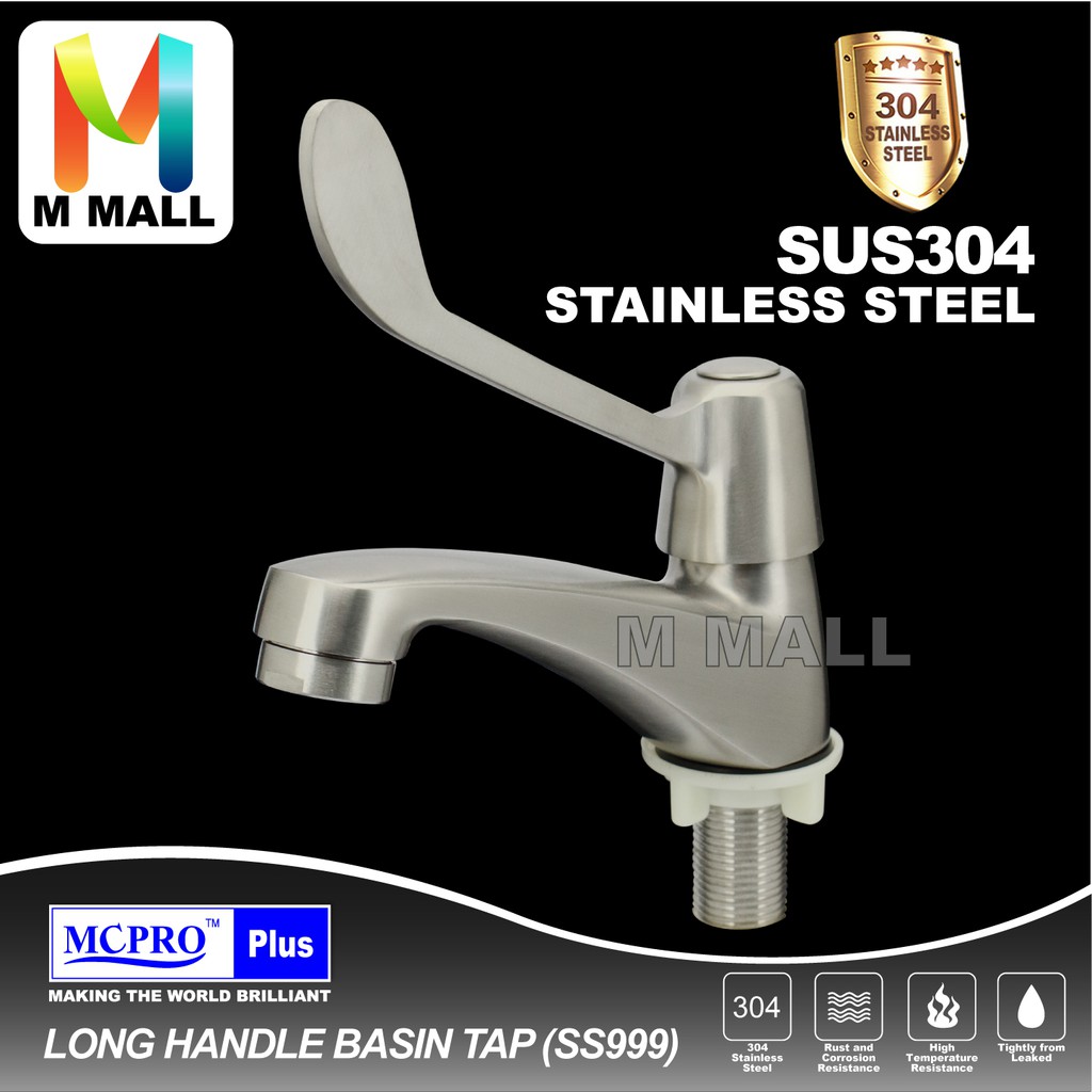 MCPRO SUS304 สแตนเลสขยายเดี่ยวเสาทางการแพทย์ติดตั้งด้ามยาวอ่างล้างหน้าแตะคลินิกโรงพยาบาล (SS999)
