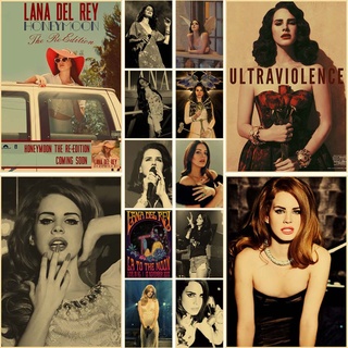 Pop โปสเตอร์กระดาษคราฟท์ ลายนักร้อง Lana Del Rey สําหรับตกแต่งผนังบ้าน ห้องนั่งเล่น บาร์ คาเฟ่