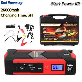 12V 26000Mah Multifunctional Digital Display Smart Jump Starter Emergency Power Bank Charger Kit