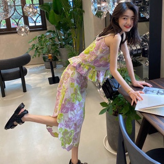 🔥Hot Sale/2022 New French Retro Romantic Printed camisole slim skirt fashion two-piece suit women