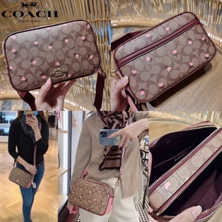 COACH C3239 JES CROSSBODY IN SIGNATURE CANVAS WITH HEART FLORAL PRINT