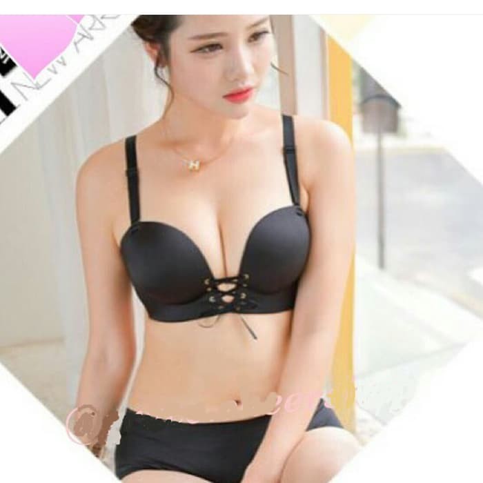 BRA SET 168 + CD SEAMLESS PUSH UP 3 LEVEL SEMI CUP VARIATION TIE STRAP