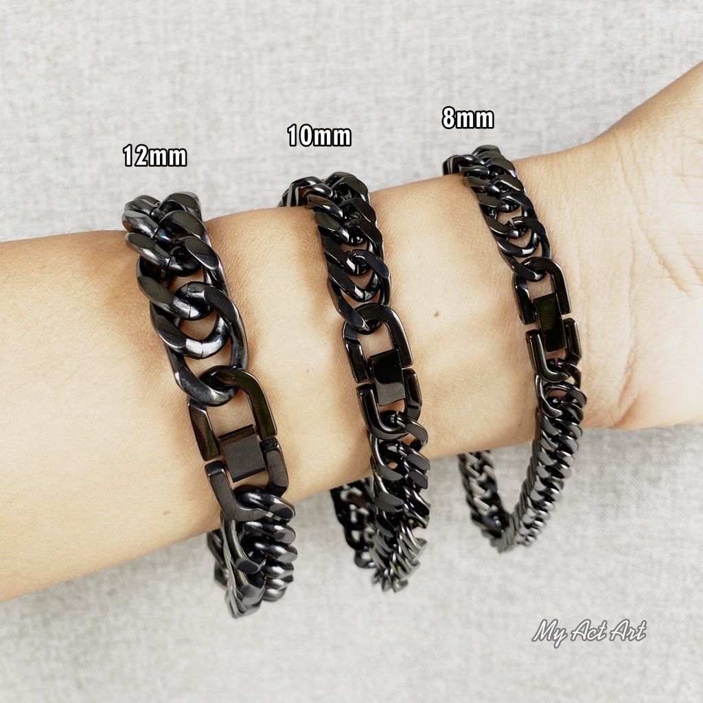 สร้อยข้อมือ สแตนเลส 8-10-12 mm เลสข้อมือ สีดำ สร้อยข้อมือโซ่ สร้อยข้อมือแสตนเลส แท้ราคาถูก ล็อคนาฬิกา ราคา ถูกที่สุด ดีลบีเคเค แกลเลอรีภาพที่ 6