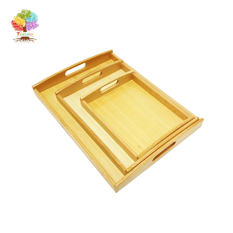Treeyear Montessori Montessori Early Education Children's Daily Life Kindergarten Handle Tray Size Storage Tray Teaching Aids