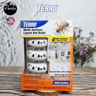 ผลิตภัณฑ์กำจัดมด TERRO® T334B Liquid Ant Baits for Multi Surface 4 Bait Stations + Adhesive Strips