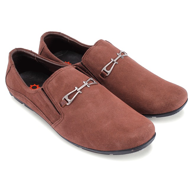 รองเท้าหนังกลับและโลหะ Huy Hoang สีน้ําตาล-HF7198