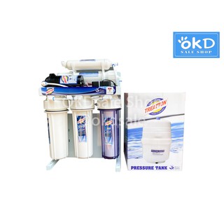 เครื่องกรองน้ำดื่ม TREATTON RO 5 ขั้นตอน 75 GPD เฟรมตั้งโต๊ะ พร้อมถังเก็บน้ำดื่ม