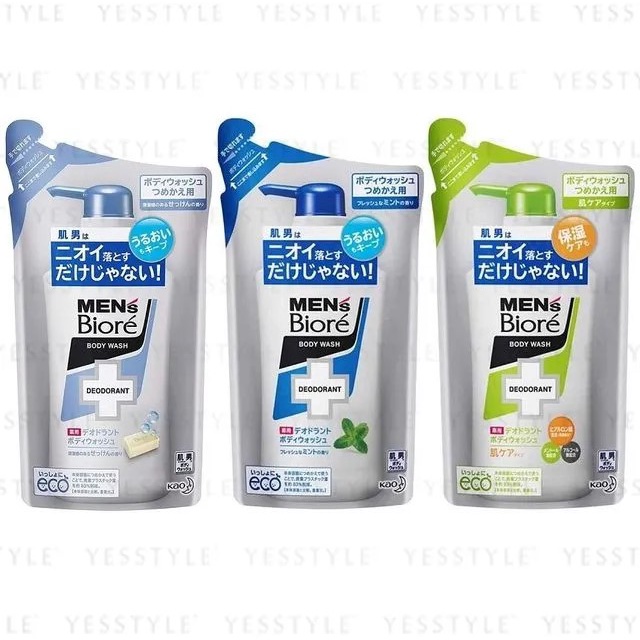Kao Men's Biore Body Wash Deodorant 380 ml. (ถุงรีฟิว) สบู่อาบน้ำ ทำความสะอาดผิวกาย ระงับกลิ่นกาย บิโอเร Men's Kao คาโอ