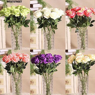 COD🌷1Pc 1 ศีรษะเหมือนจริงประดิษฐ์ Faux Silk Rose ดอกไม้ปลอมแต่งงานเจ้าสาว Decor