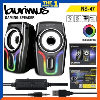ลำโพงคอม NUBWO NS-47 BURIMUS Gaming Speaker ลำโพง มีไฟ RGB เชื่อมต่อผ่าน JACK 3.5mm + USB ระบบเสียง Stereo ใช้งานง่าย