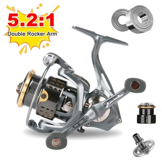 DA2000S-3000S Spinning Reel 4 + 1BB 5.2: 1 ความเร็วสูง 6KG ลากสูงสุดโลหะ Spool Spool Double Rocker Arms ตกปลา Reel