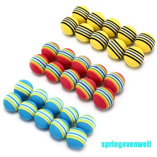 [springevenwell] ลูกกอล์ฟฟองน้ํา ลายสายรุ้ง สําหรับฝึกตีกอล์ฟ 10 ชิ้น