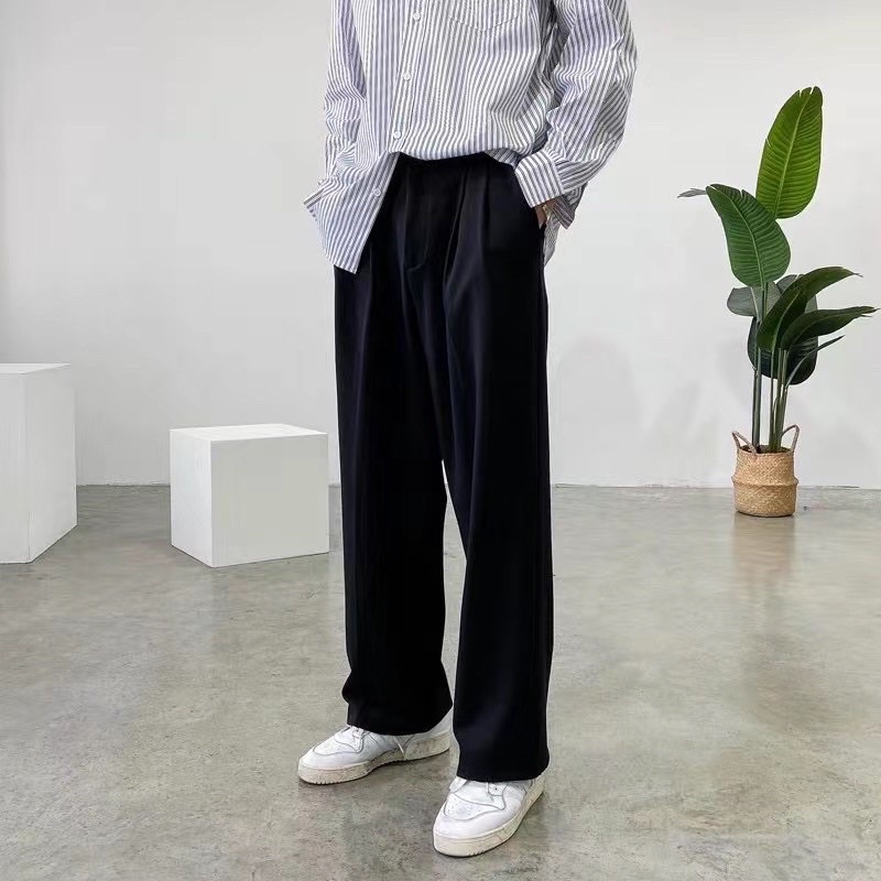 Korea basic pants กางเกงสแลคขากระบอกใหญ่ - zamio.official - ThaiPick