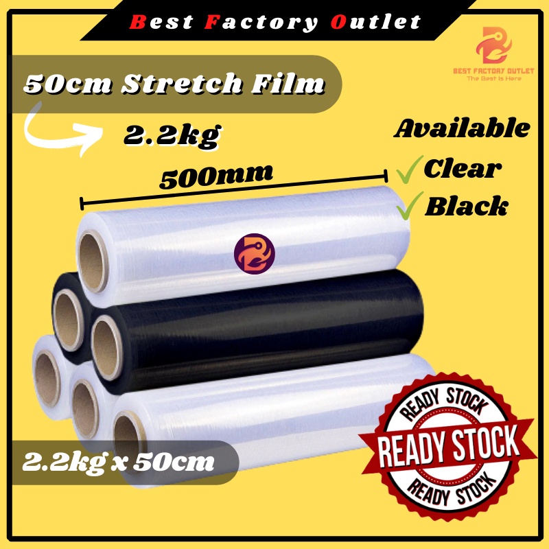 BFO Strecth Film / Plastik Transparent / Wrapping Film 500mm x 1.8kg / Black / Clear / Wrapping Plas