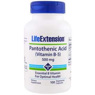 Life Extension, Pantothenic Acid, (Vitamin B-5), 500 mg, 100 Veggie Caps