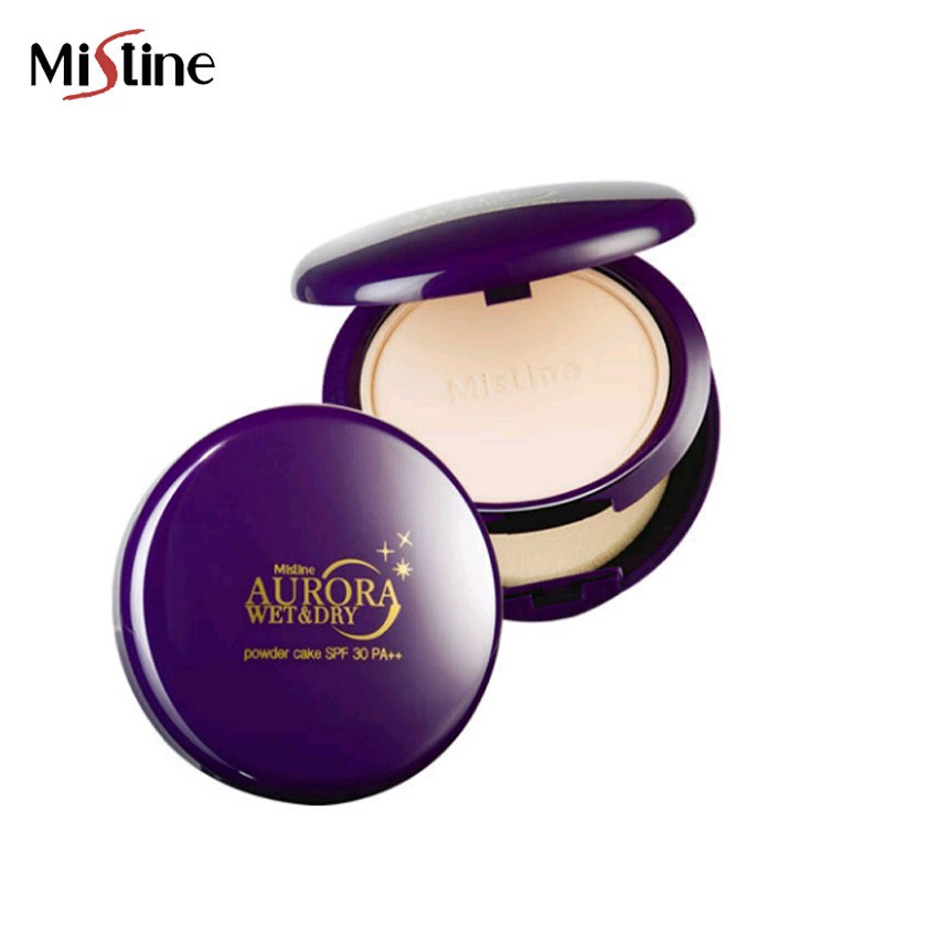 Mistine Aurora Wet&Dry Powder Cake SPF 30 PA++ มิสทีน ออโรร่า เวทแอนด์ดราย พาวเดอร์ แป้งพัฟ แป้งตลับ มี 3 เบอร์ให้เลือก