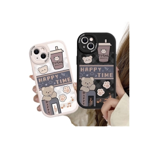 เคสโทรศัพท์มือถือ ลายสก๊อต หมี กาแฟ แฟชั่น สําหรับ iPhone 14 13 12 11 Pro Max SE2020 X XR Xs Max 7 8 Plus