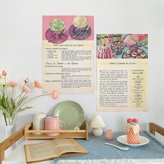 Poster - Vintage Cookbook page : Mint and Vanilla Ice Cream &amp; There is Charm in Color